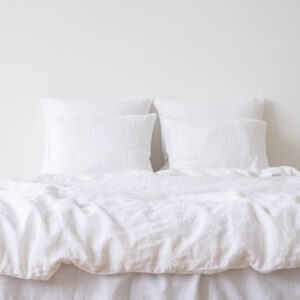 Hvidt sengetøj i hør, stenvasket